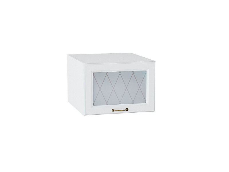 358*500* Шкаф верхний горизонтальный остекленный глубокий Ницца Белый Белый